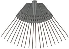 Грабли веерные пластинчатые (пластмассовая основа) 20 зубьев 310х450мм без черенка КУРС 76941