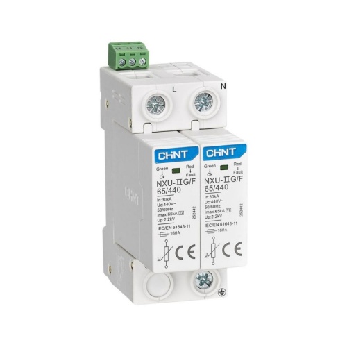 Ограничитель имп. перенапр. NXU-IIG/F 2P In=25kA Uc=440B Im=65kA соответствует стандарту ROHS (CHINT) | код 252442 | CHINT