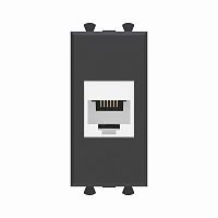 Телефонная розетка RJ-12 без шторки модульная, Avanti, Черный матовый, 1 модуль | код 4412611 | DKC