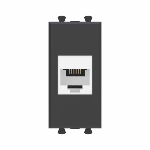 Телефонная розетка RJ-12 без шторки модульная, Avanti, Черный матовый, 1 модуль | код 4412611 | DKC
