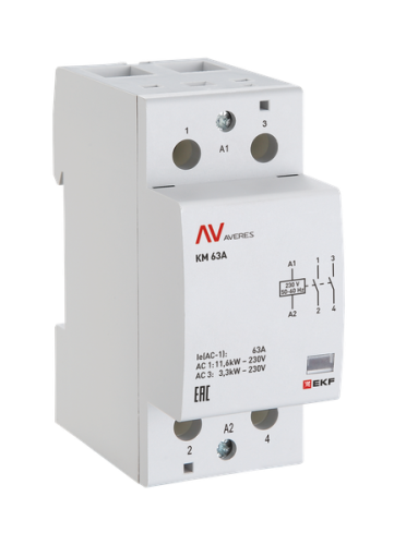 Контактор модульный КМ 63А 1NC+1NO 110VAC (2 мод.) AVERES EKF | код km-av-2-63-11-110V | EKF Контактор модульный КМ 63А 1NC+1NO 110VAC (2 мод.) AVERES EKF | код km-av-2-63-11-110V | EKF