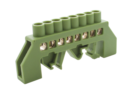 Шинки нулевые латунные универсальные ШНИ 6х9мм 8 отв. цвет зеленый | код DBN-16-08PE | Engard Шинки нулевые латунные универсальные ШНИ 6х9мм 8 отв. цвет зеленый | код DBN-16-08PE | Engard