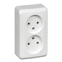 Розетка двухместная ETUDE, открытый монтаж, белый | код. PA16-005B | Schneider Electric