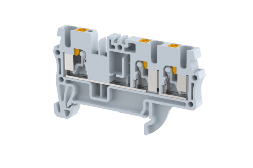 Клемма проходная PUSH-IN 2,5 мм2, на 3 подключения, оранжевая PQ2.5-1X2-ORANGE | код 3102050007 | Elmex