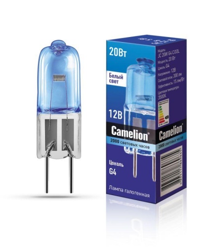 Лампа галогенная JC 20Вт 12В g4 COOL Camelion 11465 Лампа галогенная JC 20Вт 12В g4 COOL Camelion 11465
