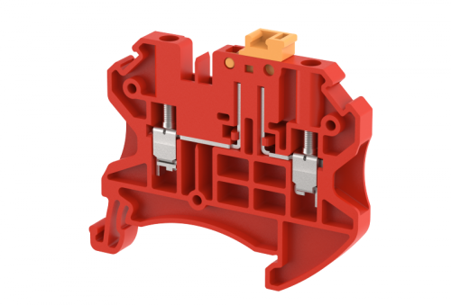 Клемма проходная винтовая 2,5 мм2 с размыкателем, на 2 подключения, красная TQK2.5-RED | код 1202120002 | Elmex