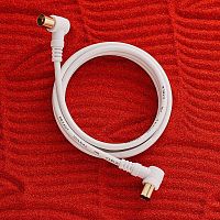 Шнур ТВ штекер - ТВ штекер, угловой, длина 1,5 метра, белый, | код 18-0112 | REXANT