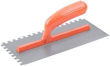Гладилка стальная с пластиковой ручкой, 280х130 мм зубчатая, зуб 8х8 мм | код 5138 | FIT