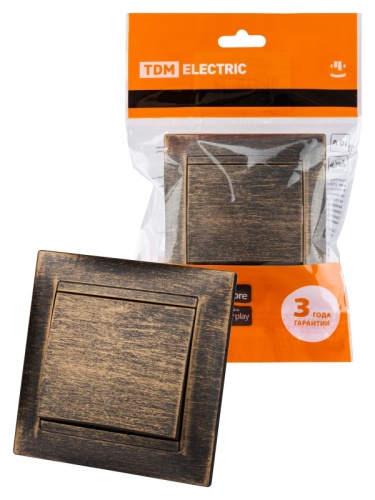 Выключатель на 2 направления 1 кл. 10А старинная бронза Лама TDM | код SQ1815-0748 | TDM