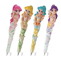 Ручка фигурная РУСАЛОЧКИ, СИНЯЯ, 4 дизайна ассорти, линия письма 0,5 мм, дисплей, BRAUBERG, 142761 | код 142761 | BRAUBERG