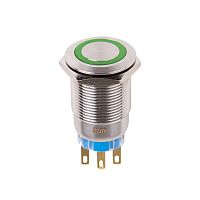 Кнопка антивандальная 19 12В Б/Фикс (5с) (ON)-OFF/(OFF)-ON зеленая REXANT | код 36-3433 | REXANT