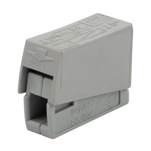 Строительно-монтажная клемма СМК 224-101 для светильника на 1 проводник (1,0-2,5)/(0,5-2,5) мм?, серая (10 шт./уп.) REXANT | код 07-2401-10 | REXANT