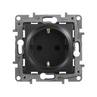 Розетка ETIKA, скрытый монтаж, с заземлением, со шторками, антрацит | код. 672622 | Legrand