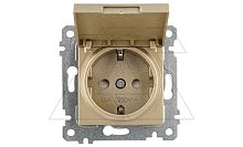 Rita - Розетка 2P+E, с крышкой, защ. шторки, золото доре | код 2200-611-0285 | Mutlusan
