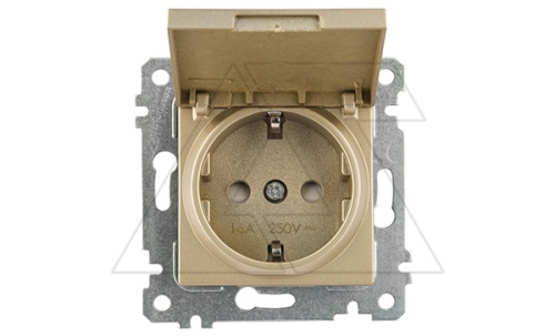 Rita - Розетка 2P+E, с крышкой, защ. шторки, золото доре | код 2200-611-0285 | Mutlusan Rita - Розетка 2P+E, с крышкой, защ. шторки, золото доре | код 2200-611-0285 | Mutlusan