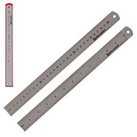 Линейка металлическая 30 см, BRAUBERG, европодвес, 210381 | код 210381 | BRAUBERG