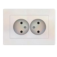 Розетка 2-м СП Афина 16А IP20 без заземл. в сборе жемчуг | код A0102-OBr | Universal