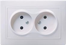 Розетка двухместная КВАРТА, скрытый монтаж, белый | код. ERK23-K01-10-DM | IEK