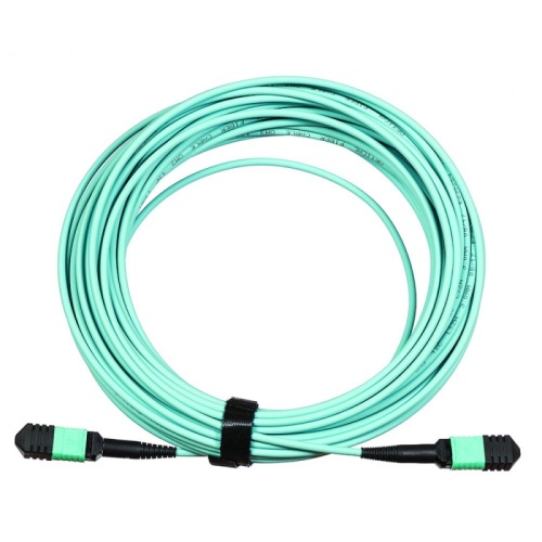 Сборка кабельная MPO-MPO, 12 волокон OM3, тип B (Key Up-Key Up), низкие потери, LSZH, 50 м, аква | код LAN-12M-12M/OM3B-50 | LANMASTER