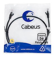 Cabeus PC-UTP-RJ45-Cat.5e-1m-BK Патч-корд U/UTP, категория 5е, 2xRJ45/8p8c, неэкранированный, черный, PVC, 1м | код 7676c | Cabeus