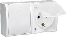 Розетка двухместная 15, открытый монтаж, с заземлением, с крышкой, со шторками, белый | код. 1594443-030 | Simon