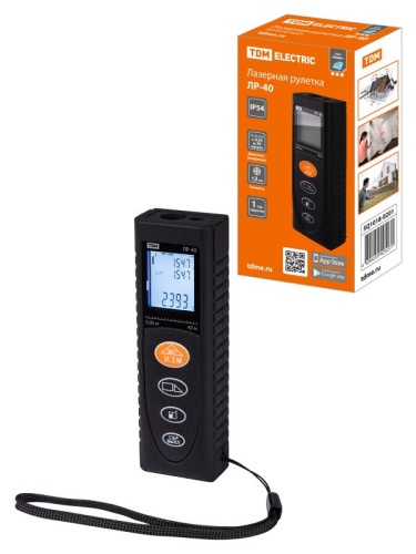 Лазерная рулетка ЛР-40, дальность 40 м, точность 2 мм, подсветка, IP54, 2xAAA, “Алмаз” TDM | код SQ1018-0201 | TDM Лазерная рулетка ЛР-40, дальность 40 м, точность 2 мм, подсветка, IP54, 2xAAA, “Алмаз” TDM | код SQ1018-0201 | TDM