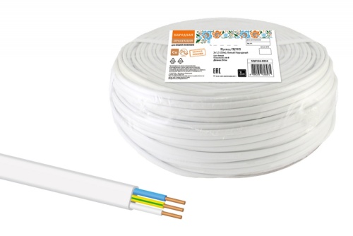 Провод ПУСП 3х1.5 (бухта 50м) белый Народный ТРТС | код SQ0126-0034 | РЭМЗ ТМ Провод ПУСП 3х1.5 (бухта 50м) белый Народный ТРТС | код SQ0126-0034 | РЭМЗ ТМ