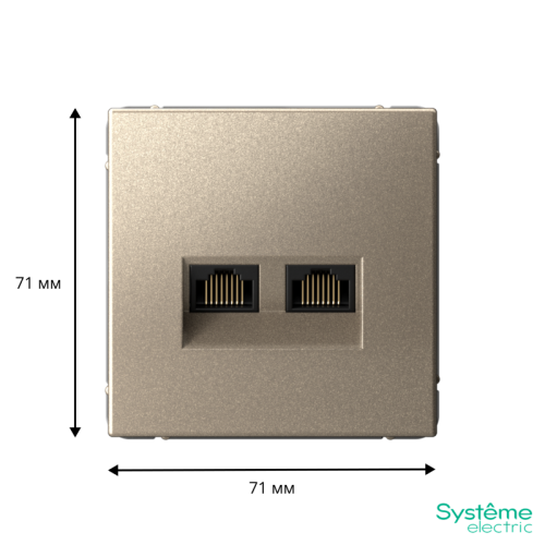 ARTGALLERY РОЗЕТКА двойная компьютерная RJ45+RJ45, кат.6А, механизм, ШАМПАНЬ | код GAL000588 | Systeme Electric