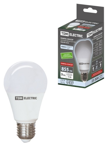 Лампа светодиодная А60-9 Вт-230 В-4000 К-E27 СЕНСОР TDM | код SQ0340-0234 | TDM Лампа светодиодная А60-9 Вт-230 В-4000 К-E27 СЕНСОР TDM | код SQ0340-0234 | TDM