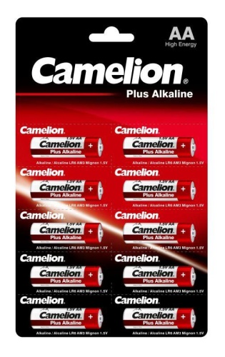 Элемент питания алкалиновый AA/LR6 1.5В Plus Alkaline LR6-BP1х10P (блист.10шт) Camelion 14135 фото 3