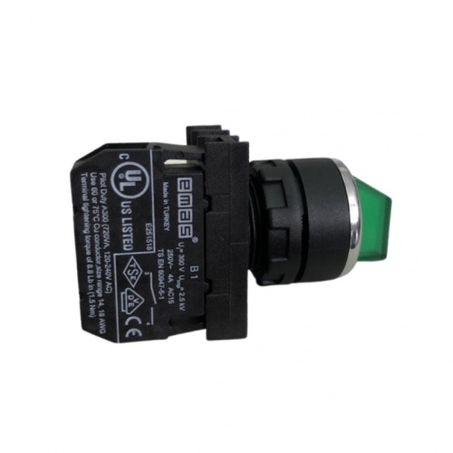 Переключатель 0-1 без фиксации зеленый (1НО) | код B100SL21Y | EMAS