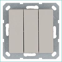 Выключатель трехклавишный 10A 250V~ с накладкой, цвет Тауп | код G3031T | Jasmart