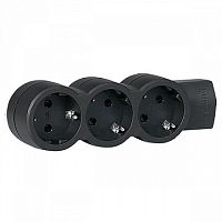 Колодка розеточная 3-местный, с заземлением, черный, 695023 | код. 695023 | Legrand