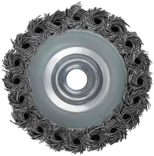 Корщетка-чашка гайка М14 стальная витая проволока с бандажом профи 75мм FIT 39507 фото 5 Корщетка-чашка гайка М14 стальная витая проволока с бандажом профи 75мм FIT 39507 фото 5