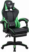 Кресло игровое Оклик Camper черный/зеленый сиденье черный/зеленый искусст.кожа/сетка с подголов. крестов. пластик черный подст.для ног | код 2006685 | Oklick