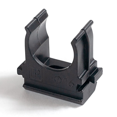 Крепёж-клипса для труб Полистирол черная d16 мм в малой упаковке (10шт/1000шт уп/кор) Промрукав | код PR13.0209 | ПРОМРУКАВ