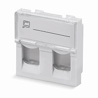 Вставка Mosaic 45x45, на 2 порта с прозрачной шторкой и увеличенным окном маркировки, белая | код 03-0162 | REXANT