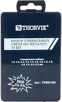 TDBS13K5 Набор спиральных сверл по металлу HSS Co в металлическом кейсе, d1.5-6.5 мм, 13 предметов | код TDBS13K5 | Thorvik