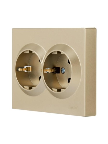 VESNA Розетка двойная с защитой от детей ПБТ золото | код 742-3600-178B | LEZARD фото 2