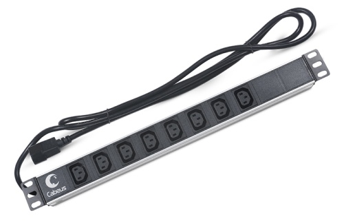 Cabeus PDU-8I-2IEC Блок розеток для 19 шкафов, горизонтальный, 8 розеток IEC 320 C13, 10 A, без выключателя, алюминиевый корпус, шнур 2 м, вилка IEC 320 C14 | код 7291c | Cabeus