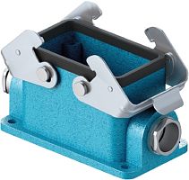 Закрытое основание взрывозащищенного разъема REVOS Ex, Size 10, 2 кабельных ввода IP54 M20x1,5, с защитной крышкой, с двумя металлическими защелками, с уплотнителем, материал корпуса: цинковый сплав | код 70.330.1036.0 | Wieland