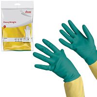 Перчатки хозяйственные латексные VILEDA с х/б напылением, особо прочные (неопрен), размер L (большой), 120269 | код 602155 | VILEDA