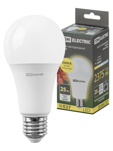 Лампа светодиодная А65 25 Вт, 230 В, 3000 К, E27 TDM | код SQ0340-0496 | TDM Лампа светодиодная А65 25 Вт, 230 В, 3000 К, E27 TDM | код SQ0340-0496 | TDM