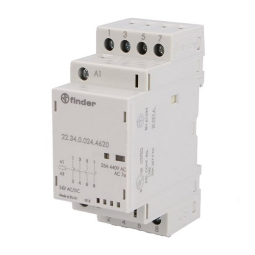 Модульный контактор, 2NO+2NC 25А, контакты AgSnO2, катушка 48В АС/DC, ширина 35мм, степень защиты IP20, опции: мех.индикатор + LED | код 223400484620 | FINDER Модульный контактор, 2NO+2NC 25А, контакты AgSnO2, катушка 48В АС/DC, ширина 35мм, степень защиты IP20, опции: мех.индикатор + LED | код 223400484620 | FINDER