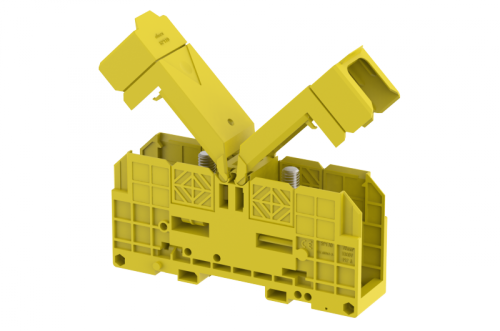 Клемма проходная болтовая 70 мм2, на высокие токи, на 2 подключения, с защитными крышками, желтая SPT70XL-YELLOW | код 4310450004 | Elmex Клемма проходная болтовая 70 мм2, на высокие токи, на 2 подключения, с защитными крышками, желтая SPT70XL-YELLOW | код 4310450004 | Elmex