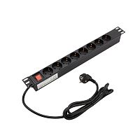 Блок розеток 19 , 1U, 10 А, 8 розеток, корпус алюминий, со шнуром питания | код 04-0309 | REXANT