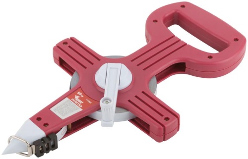 Рулетка землемерная, стальная лента, красный открытый пластиковый корпус 50 м | код 17765 | FIT фото 2