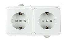 Розетка двойная с заземлением со шторкой AQUA белая полугерметичная 3123 IN HOME | код 4690612003467 | IN HOME