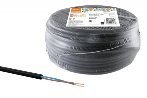 Провод ПВСмб 2х1.5 (бухта 50м) черный Народный ТРТС | код SQ0118-0819 | РЭМЗ ТМ