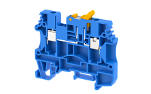 Клемма проходная винтовая 4 мм2 с размыкателем, с тестовым гнездом, на 2 подключения, синяя DUTKD4TS-BLUE | код 1703160001 | Elmex